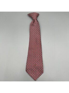 8-10 Years Old Boys 13" Length Red & Black Geometric Patterned Clip-On Tie
